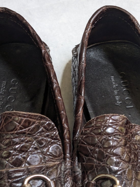 Gucci Driving Horsebit Loafers Brown Crocodile Leather Men US 13.5 Exotic main image 7